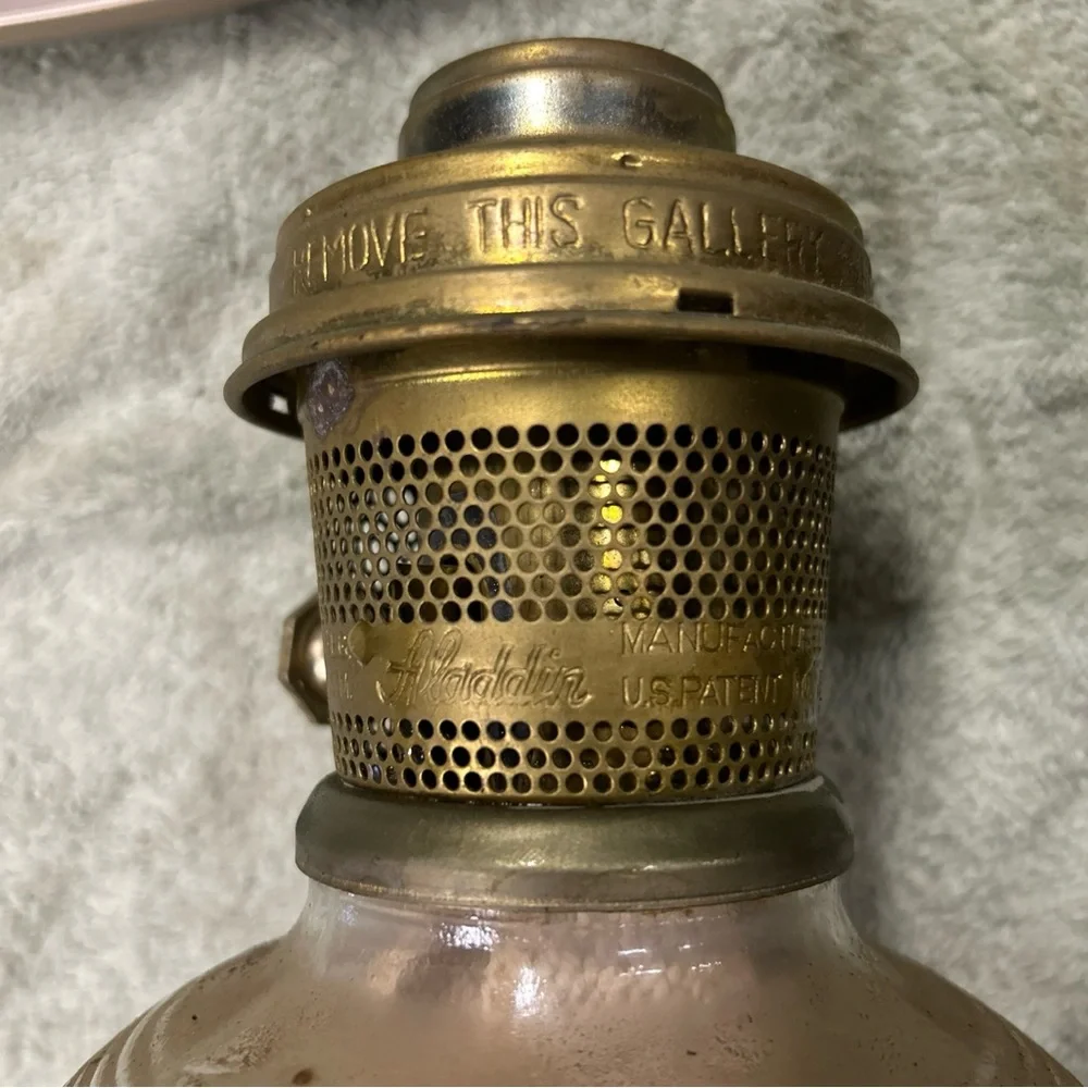 Vintage Brass and Glass Oil Lamp